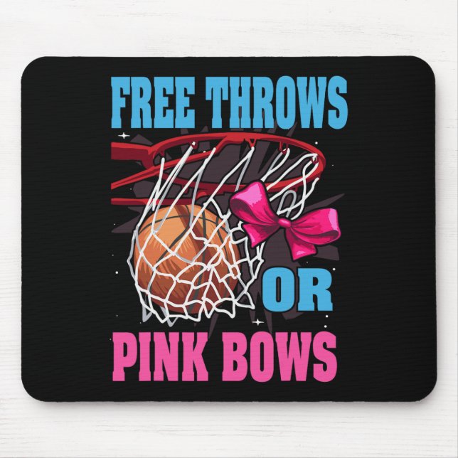 Free Throws Or Pink Bows  Gender Reveal Basketball Mouse Pad (Front)