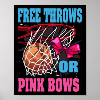 Free Throws Or Pink Bows  Gender Reveal Basketball Poster