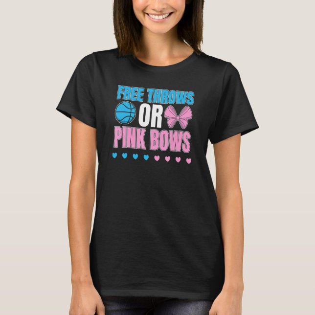Free Throws Or Pink Bows Gender Reveal Party Men W T-Shirt (Front)