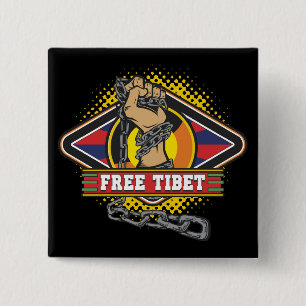Free Tibet Chains 15 Cm Square Badge
