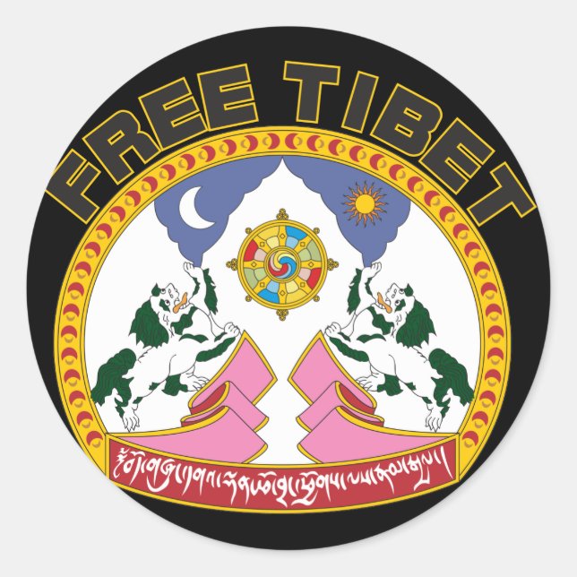Free Tibet Emblem Classic Round Sticker (Front)