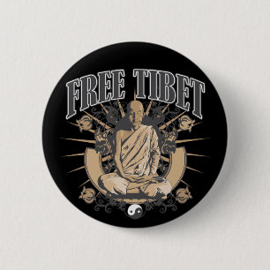 Free Tibet Monk 6 Cm Round Badge