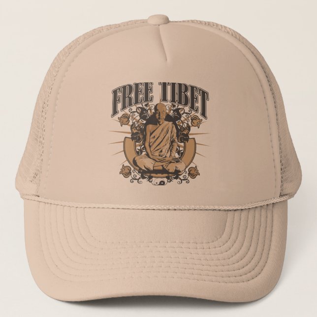 Free Tibet Monk Trucker Hat (Front)