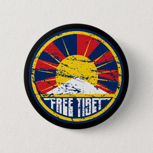 Free Tibet Round Grunge 6 Cm Round Badge