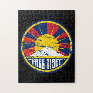 Free Tibet Round Grunge Jigsaw Puzzle