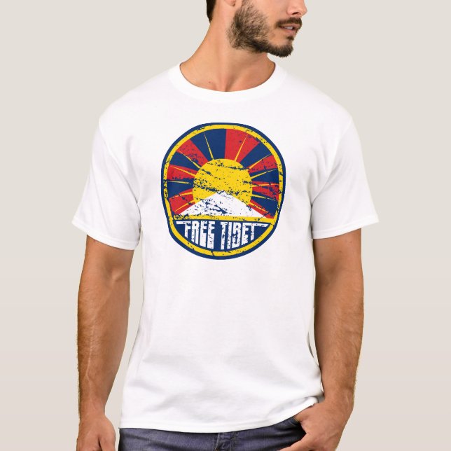 Free Tibet Round Grunge T-Shirt (Front)