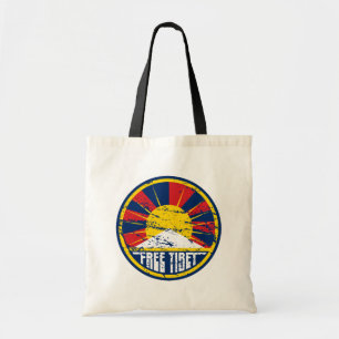 Free Tibet Round Grunge Tote Bag