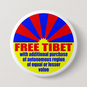 Free Tibet -- with... (Metal Pinback Button) 7.5 Cm Round Badge
