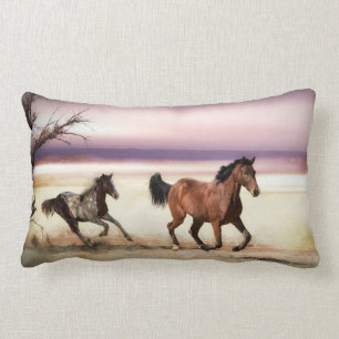 FREE TO BE WILD RUNNING HORSES LUMBAR CUSHION