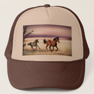 FREE TO BE WILD RUNNING HORSES TRUCKER HAT
