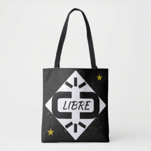 “FREE” TOTE BAG Design black and spangled whit