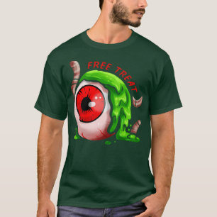 Free Treat Big Eyeball Green Slime Earthworm Hallo T-Shirt