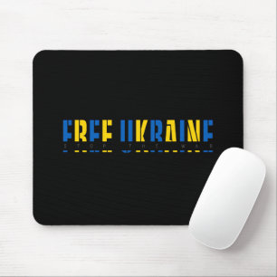 Free Ukraine on Black Background Mouse Pad
