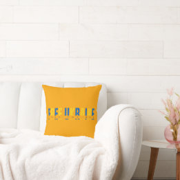 Free Ukraine on Yellow Background Cushion