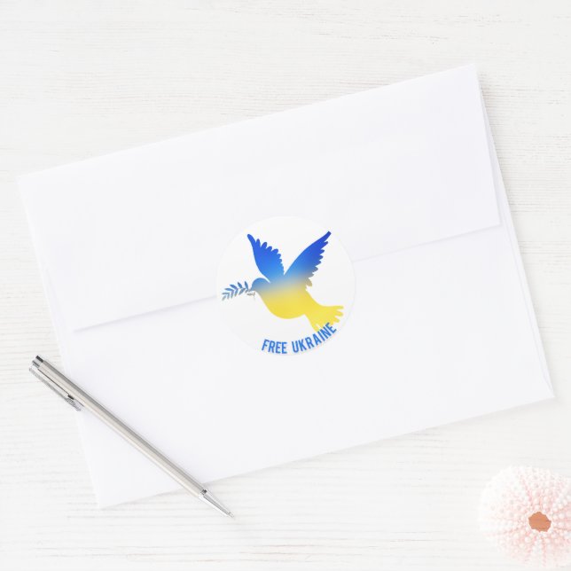 Free Ukraine Round Sticker (Envelope)