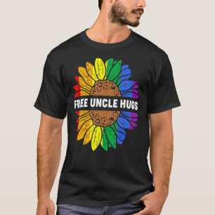 Free Uncle Hugs Lgbt Daisy Rainbow Flower Hippie G T-Shirt