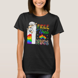 Free Uncle Hugs Two Llamas Proud Lgbt Supporter F T-Shirt
