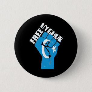 Free Uyghur Resist Fist With Uyghur Flag 6 Cm Round Badge