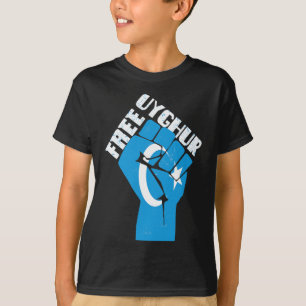 Free Uyghur Resist Fist With Uyghur Flag  T-Shirt