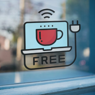 Free WIFI Network Coffee Shop Window Cling