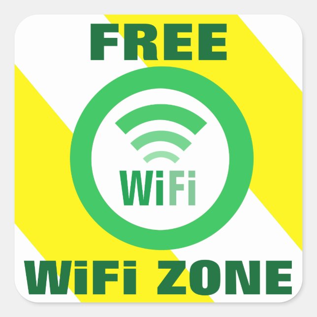 Free WiFi Zone Sign Square Sticker (Front)