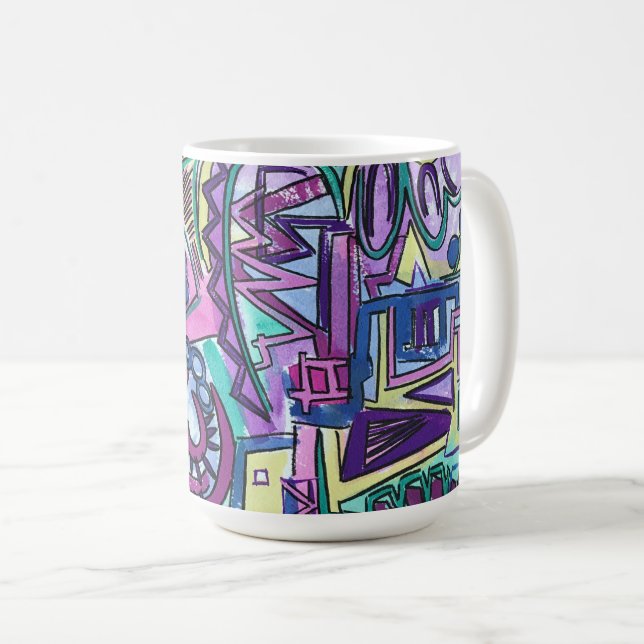 Free Will-Hand Painted Abstract Art Coffee Mug (Front Right)