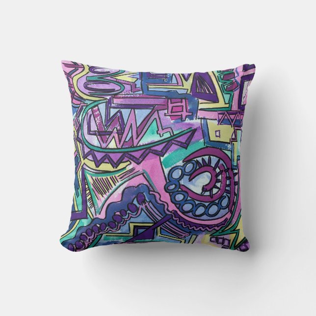 Free Will-Hand Painted Abstract Art Cushion (Front)