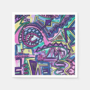 Free Will-Hand Painted Abstract Art Napkin