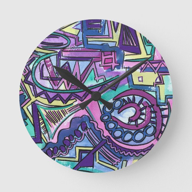 Free Will-Hand Painted Abstract Art Round Clock (Front)