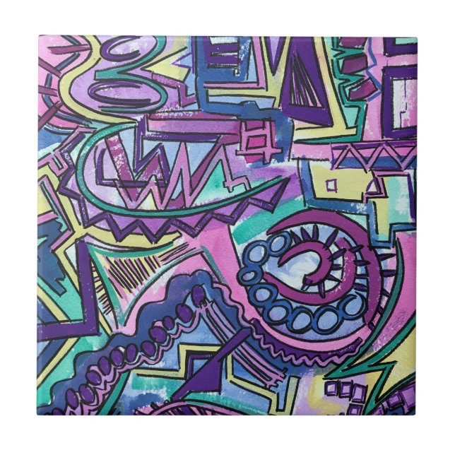 Free Will-Hand Painted Abstract Art Tile (Front)