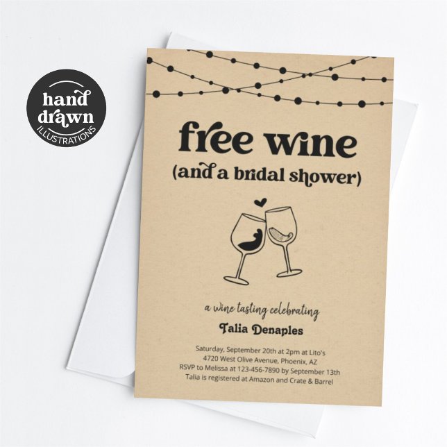 Free Wine Funny Wine Tasting Bridal Shower Invitation (Creator Uploaded)