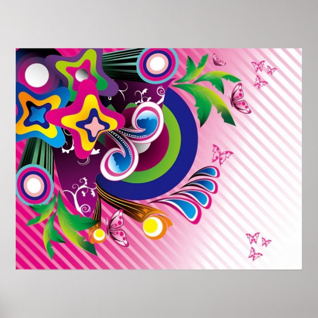 Free Wonderful Colourful Background Vector Graphic Poster (Front)