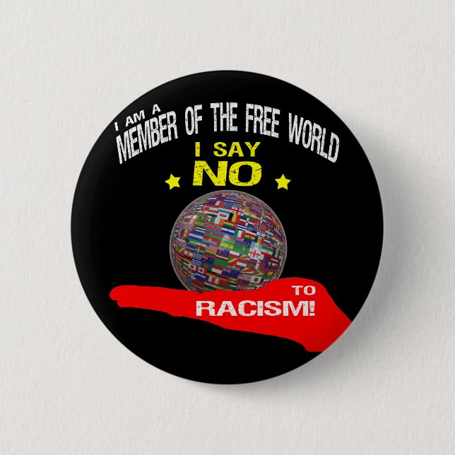 Free World, no to racism 6 Cm Round Badge (Front)