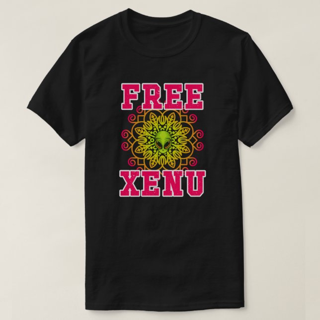 Free Xenu Rainbow Mandala Anti-Scientology Protest T-Shirt (Design Front)