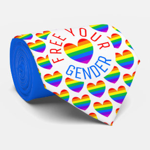 Free your Gender, Rainbow Heart Tie