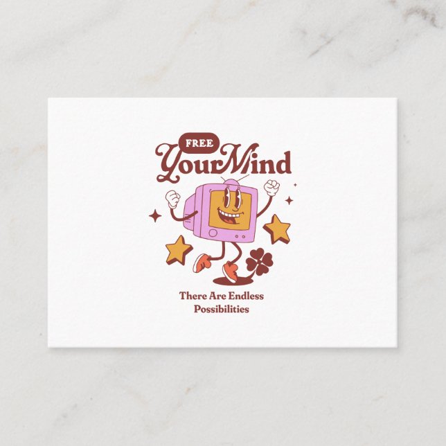 Free Your Mind Retro Mascot Business Card (Front)