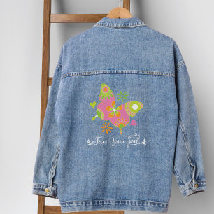 Free Your Soul Vivid Butterfly Denim Jacket