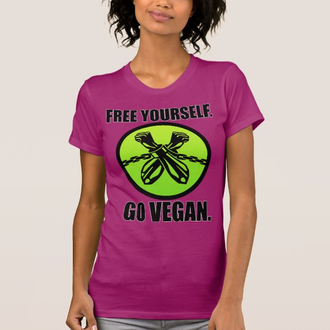 Free Yourself. Go Vegan! T-Shirt (Front)