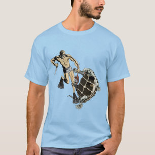 Freediving Diver Fighting a Turtle for a Lobster T-Shirt