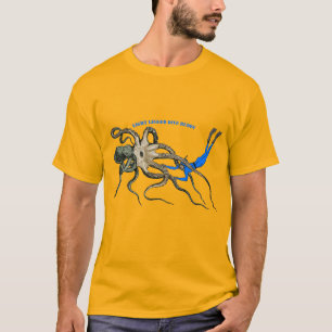 Freediving Diver Looking Over a Giant Octopus URM T-Shirt