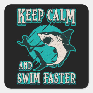 Freediving Keep Calm And Swim Faster Freediver Square Sticker