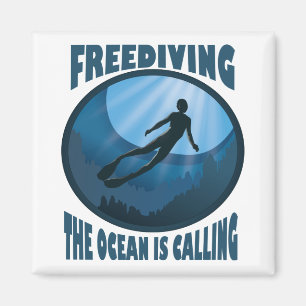 Freediving - The Ocean Is Calling Underwater Diver Magnet