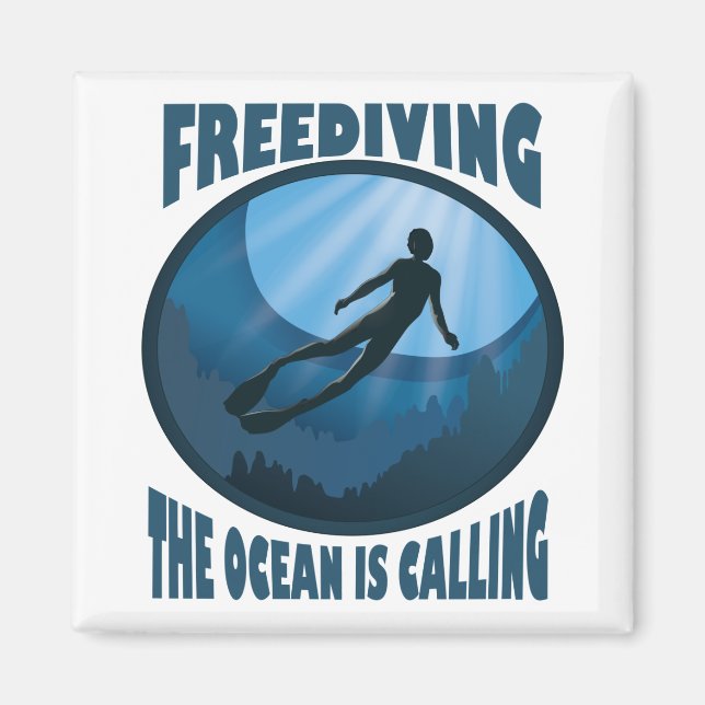 Freediving - The Ocean Is Calling Underwater Diver Magnet (Front)
