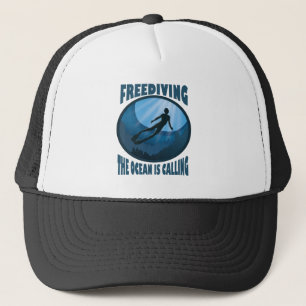 Freediving - The Ocean Is Calling Underwater Diver Trucker Hat