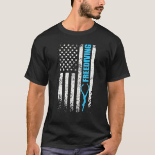 Freediving us flag motif freediver water dive T-Shirt