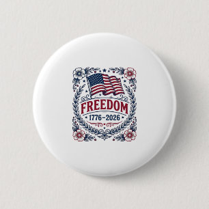 Freedom 1776 Patriotic Vintage Flag Floral Shirt_1 6 Cm Round Badge