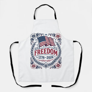 Freedom 1776 Patriotic Vintage Flag Floral Shirt_1 Apron