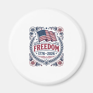 Freedom 1776 Patriotic Vintage Flag Floral Shirt_1 Magnet