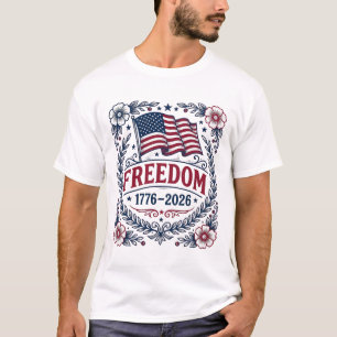 Freedom 1776 Patriotic Vintage Flag Floral Shirt_1 T-Shirt