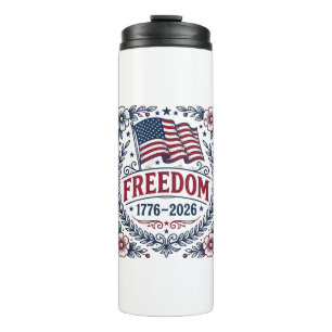 Freedom 1776 Patriotic Vintage Flag Floral Shirt_1 Thermal Tumbler